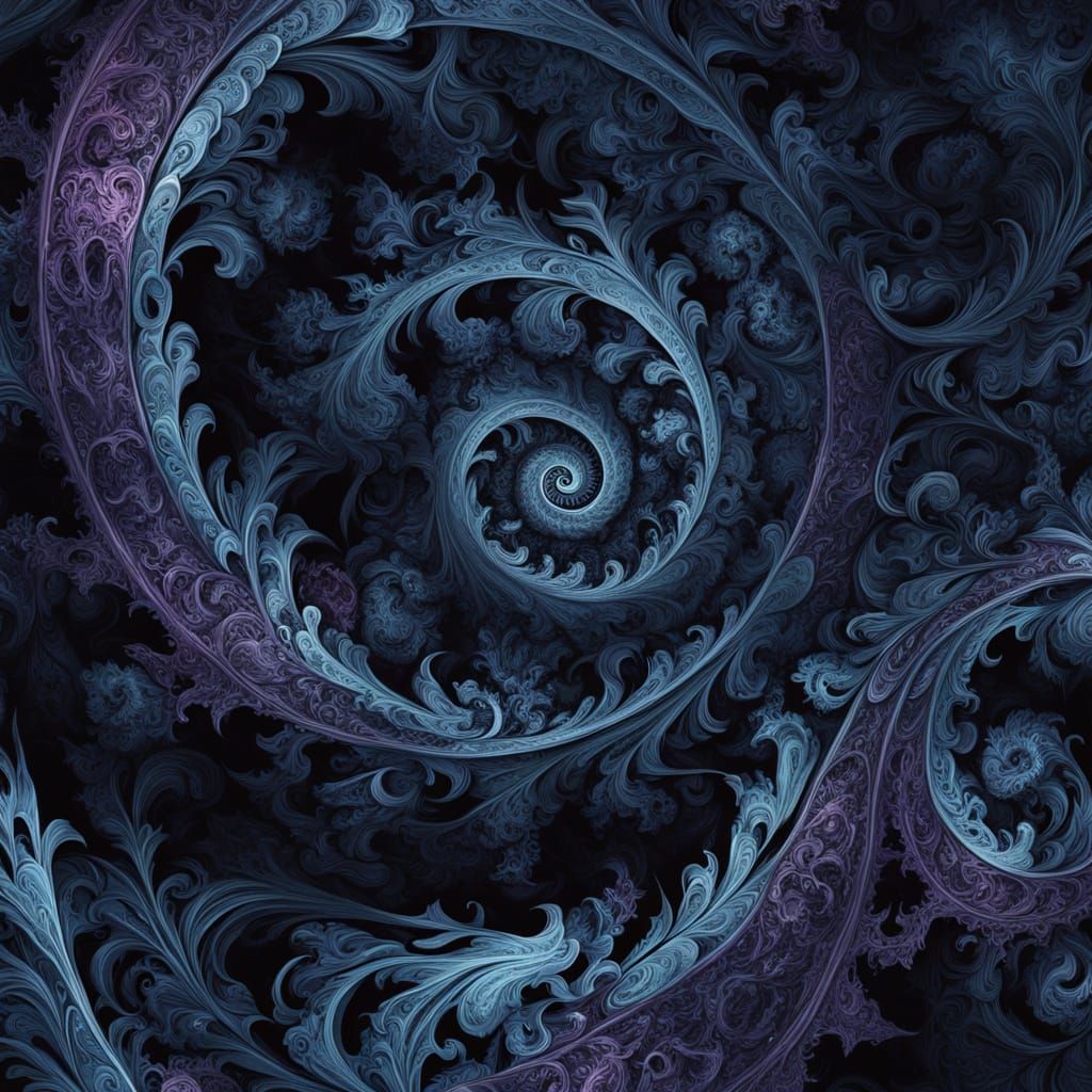 Vibrant Fractal Abstraction in Dark Surrealism