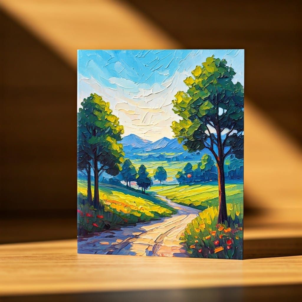Father's Day Card: Impressionist Landscape on Sunny Table