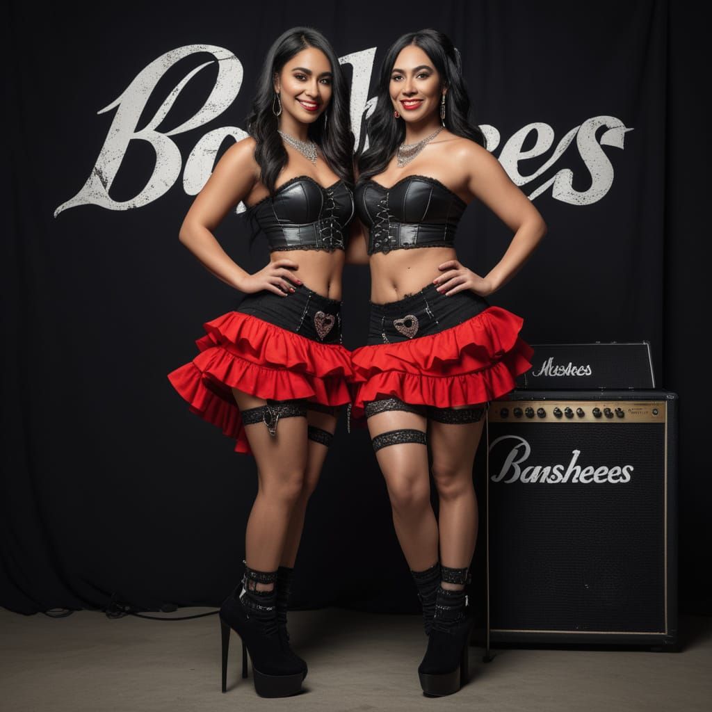 Sensual Mexican Woman Playing Bass at Rock Concert