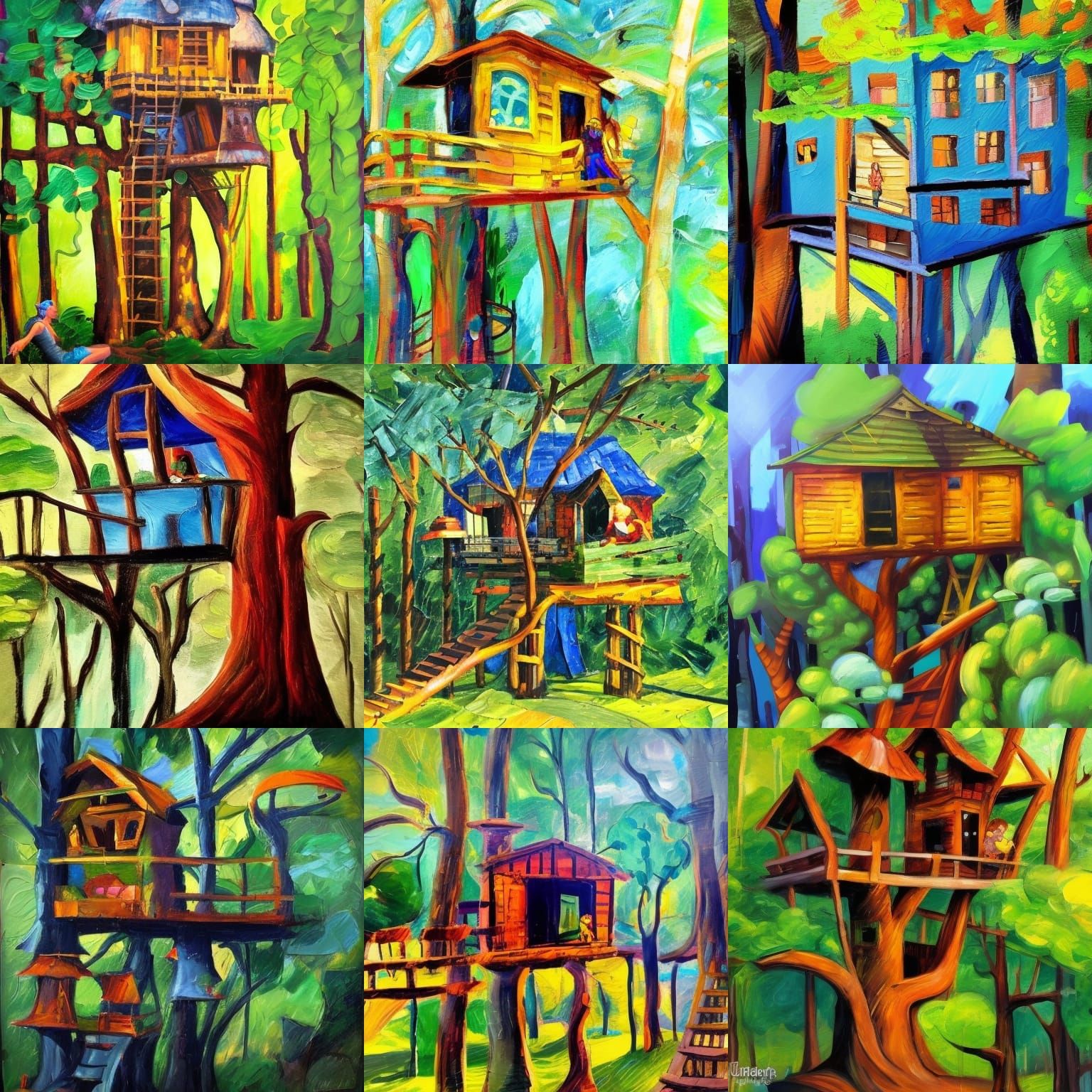 Jungle Treehouse Kingdom in Expressionist Style