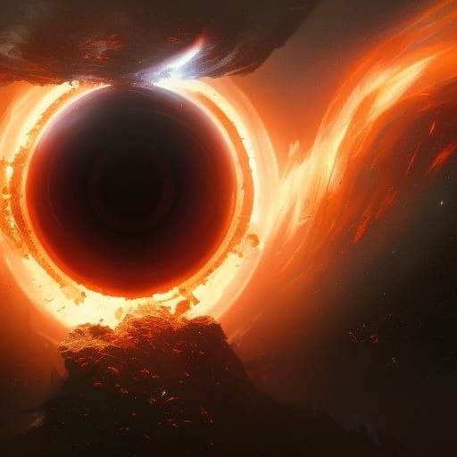 Solar Flare and Black Hole in Dark Fantasy Style