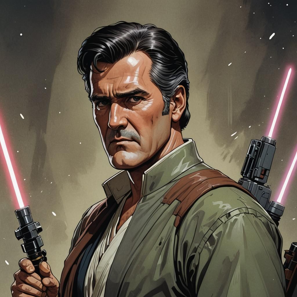Bruce Campbell as Jedi Master in Anime Style