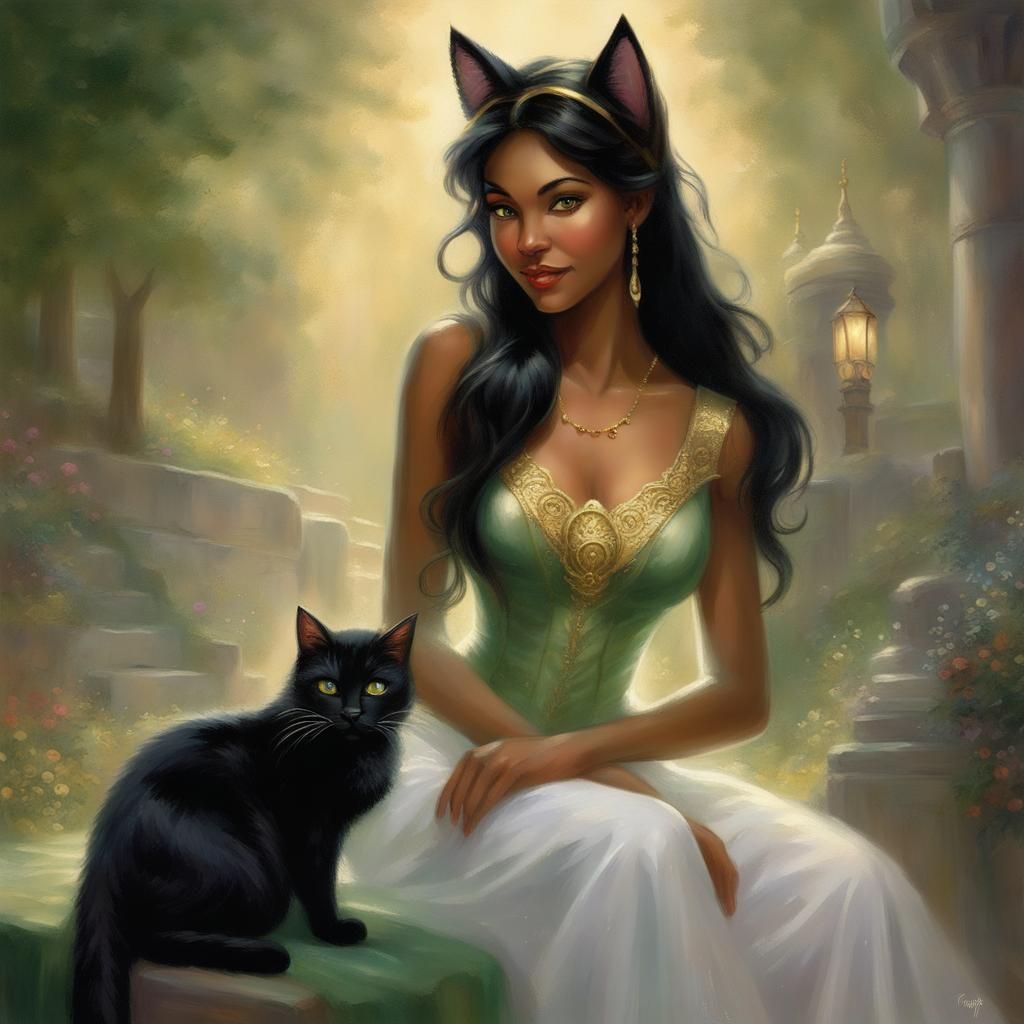 Cat-Eared Woman in Ethereal Fantasy Style