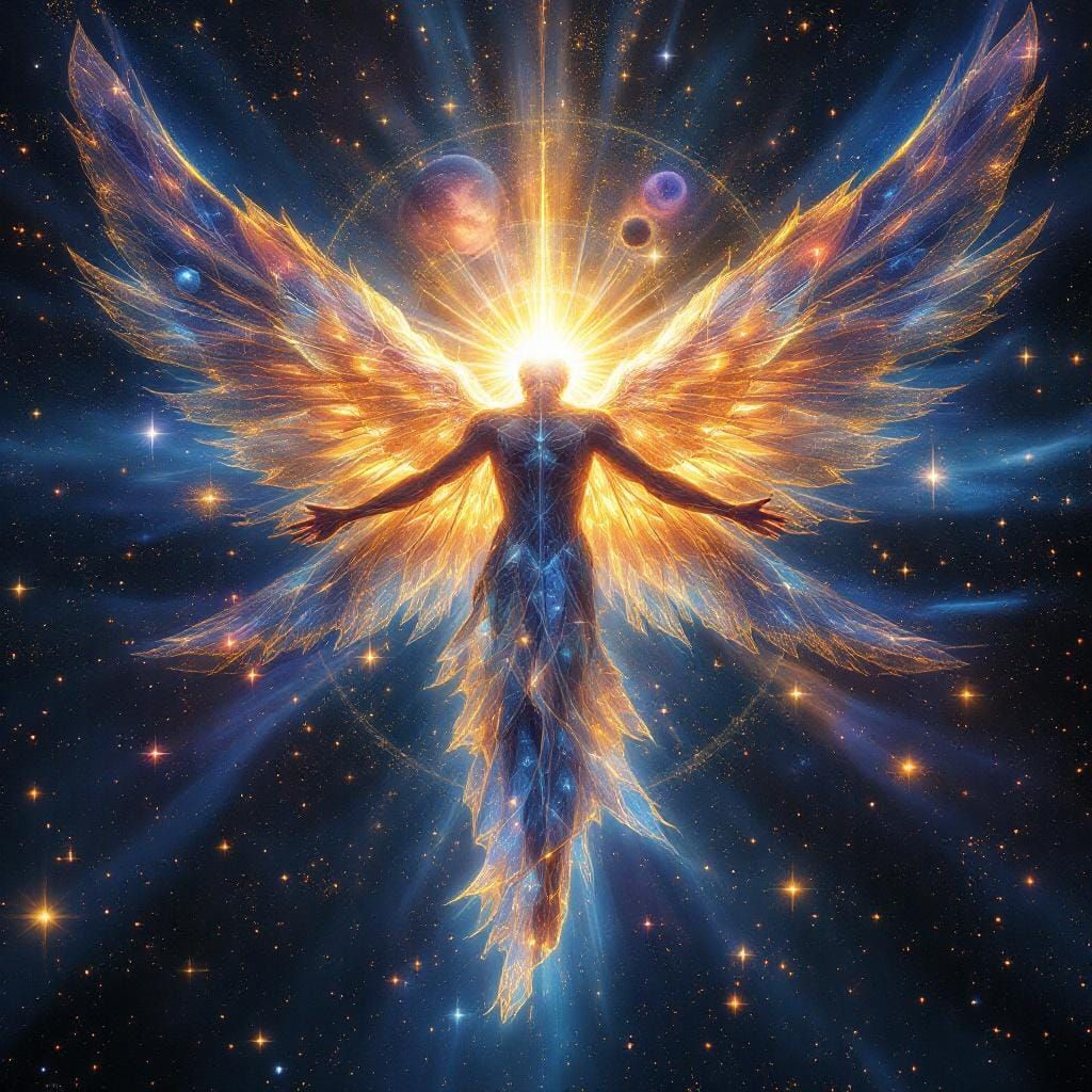 Cosmic Being of Sacred Geometry in Deep Space