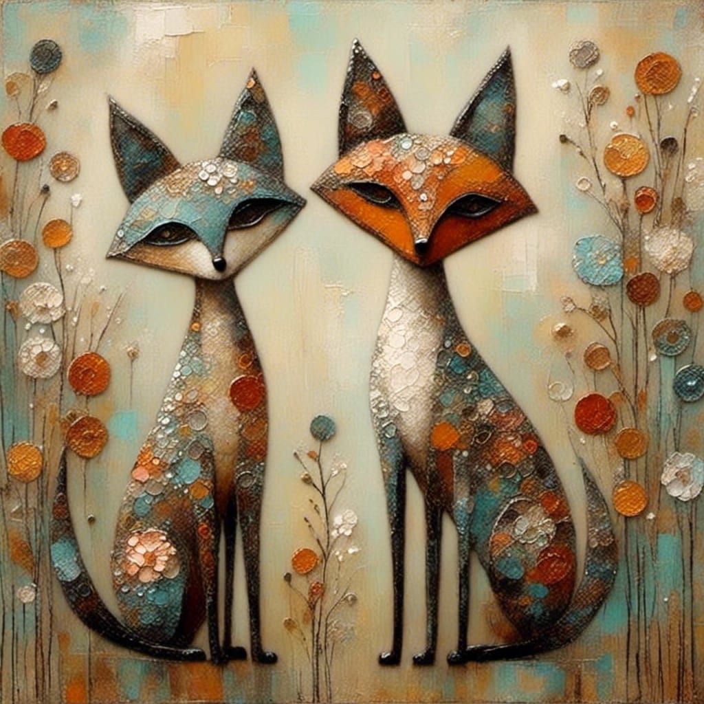 Fox in Scandinavian Folk Art Style