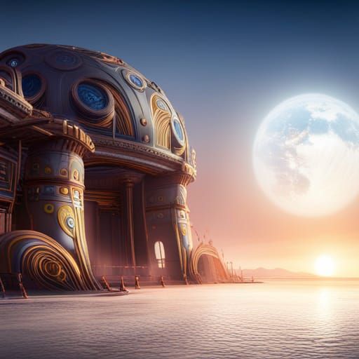 Anunnaki Arrival on Earth: Hyperrealistic Matte Painting