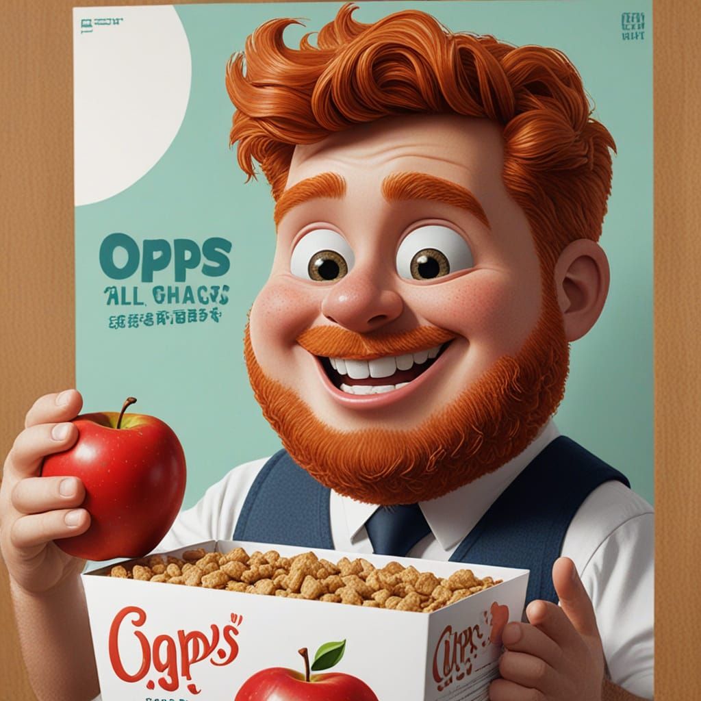 Chubby Red Mascot Concept Art for Apple Slaps Cereal Box