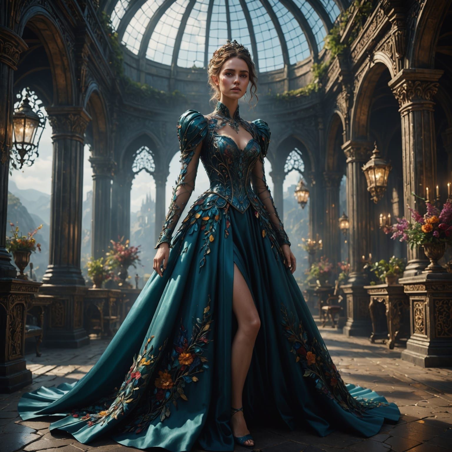 Cinderella in a Detailed Glass Dress