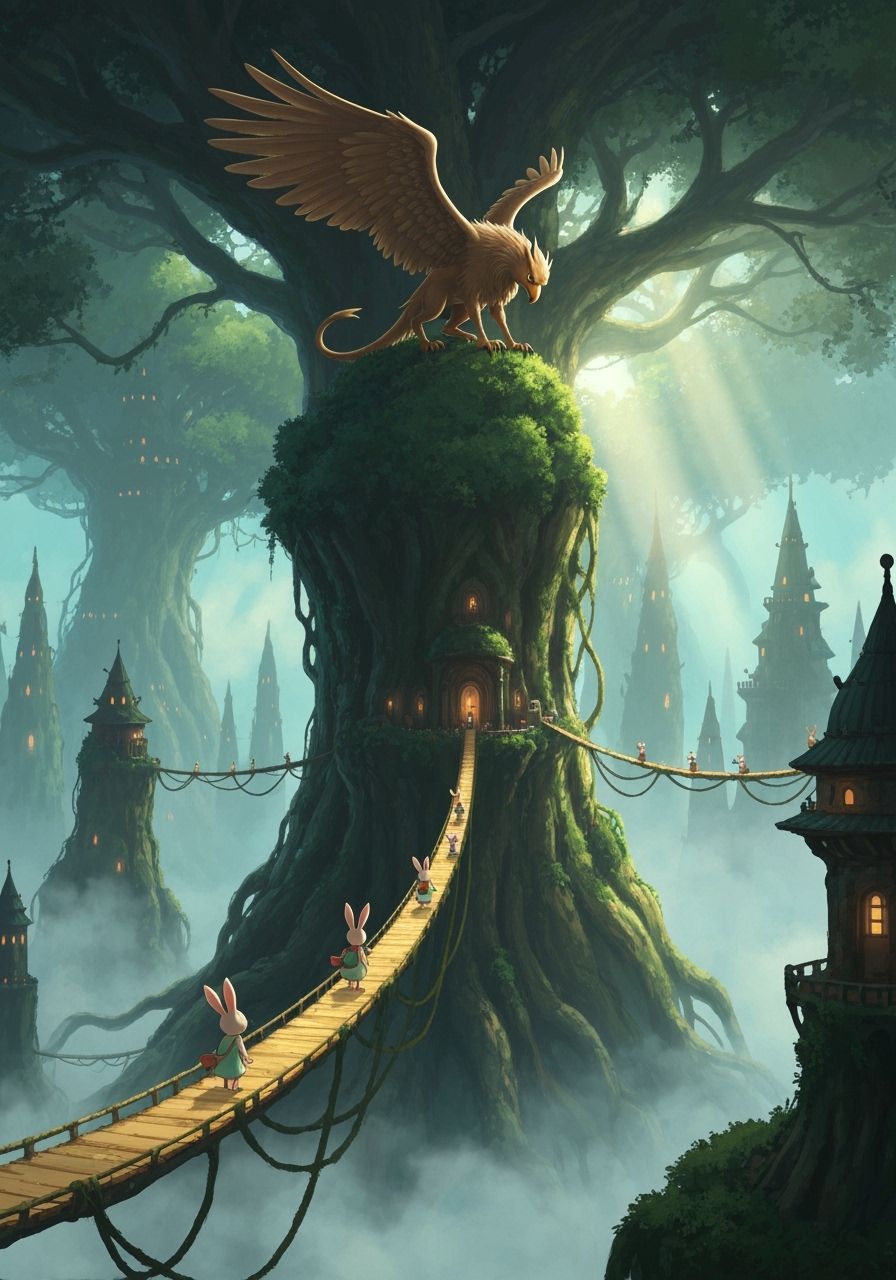 Majestic Griffin City Built on Ancient Tree