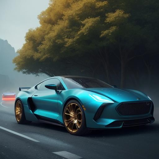 Sigma Lamgene Car on Colorful Road: Digital Matte Painting