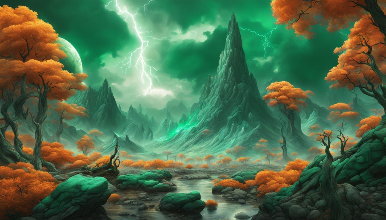 Fractal Trees and Emerald Mountains Ecosystem