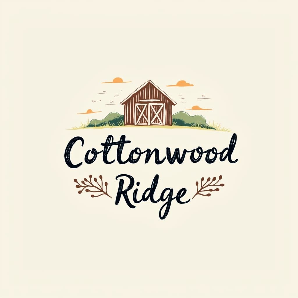 Rustic Cottage Wedding Logo in Whimsical Hand-Drawn Style