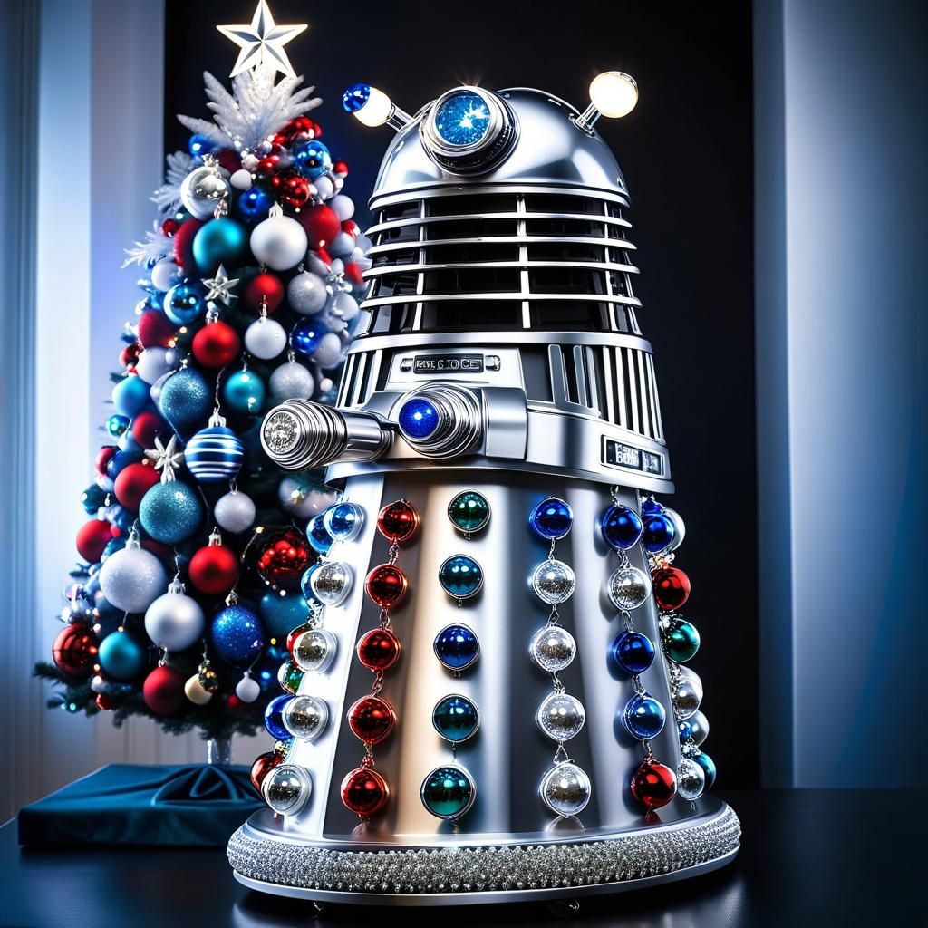 Dalek Christmas Tree with Weeping Angel Topper