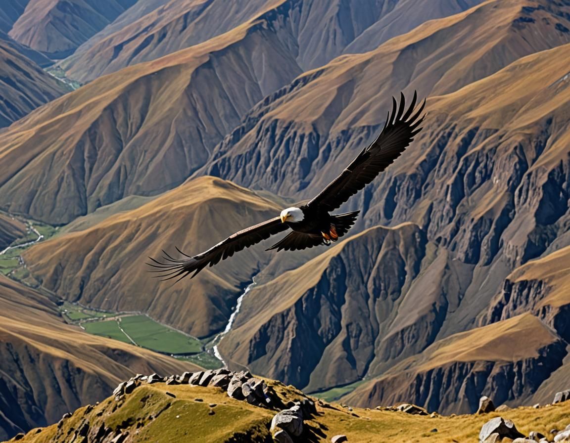 Condor Soars Over Majestic Andes Landscape