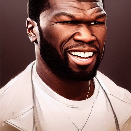 50 Cent Smiling Portrait in Digital Art Style