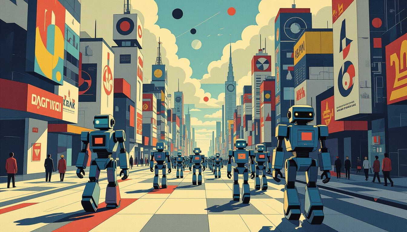 Bauhaus Robots on Geometric Street