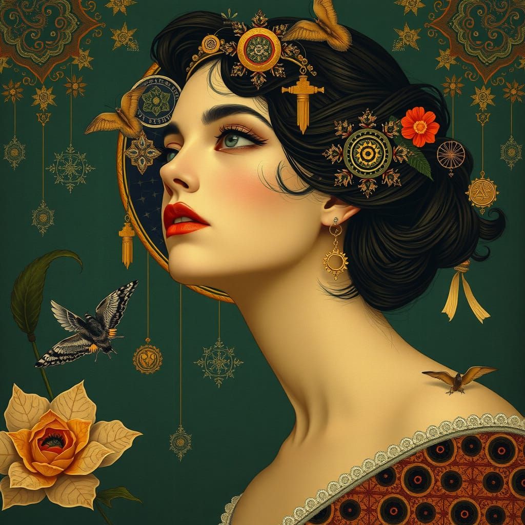 Opulent Woman in Golden Era Art Nouveau Style