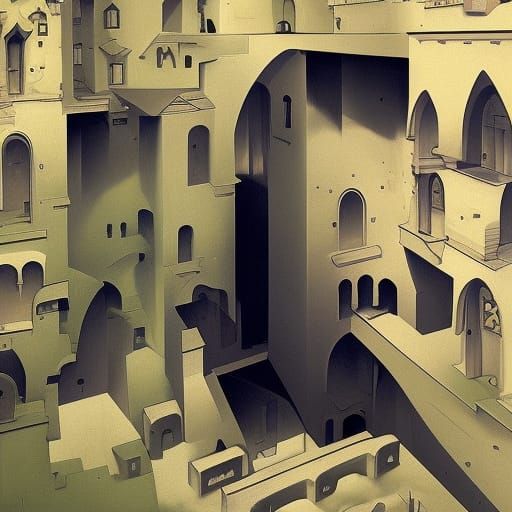 Non-Euclidean geometry landscape Beautiful Fantasy illustration detailed artstation hd