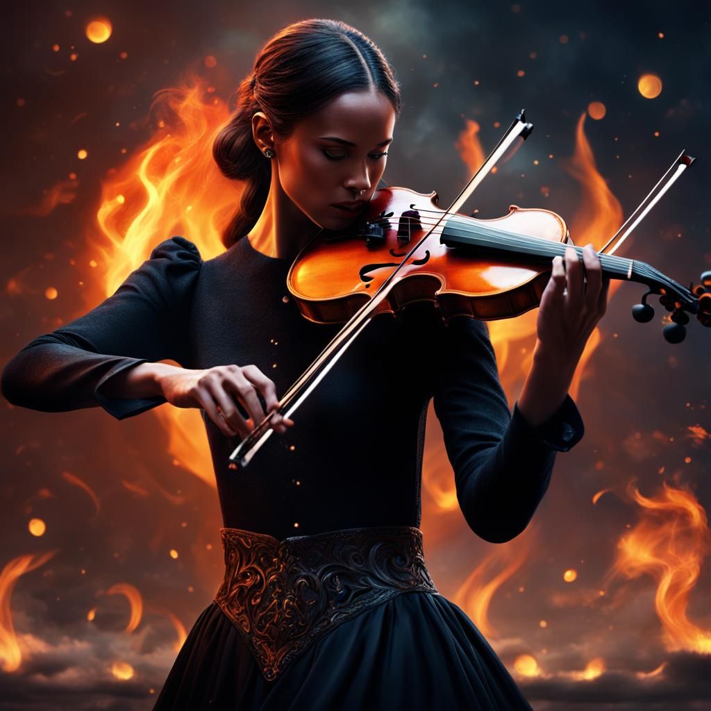 Caitlin De Ville Plays Violin in Fire Circle