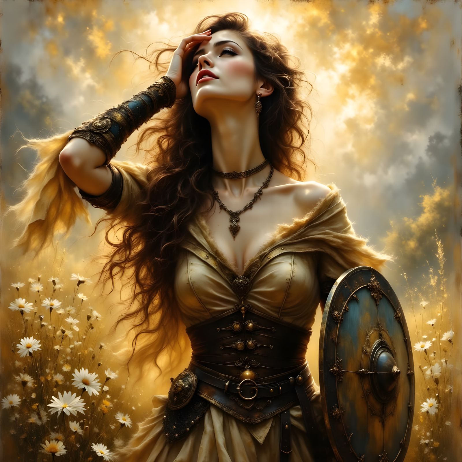 Norse Goddess Shielding Eyes from Sun