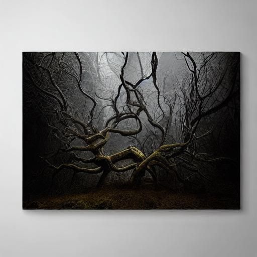 Dark Surreal Tree Branches in a Biomechanical Style