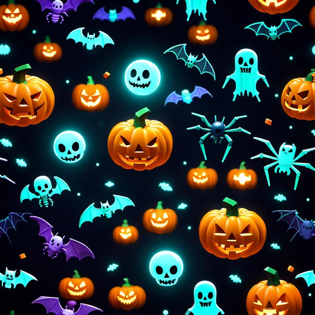 Cute 8-bit Halloween Icons in Pixel Art