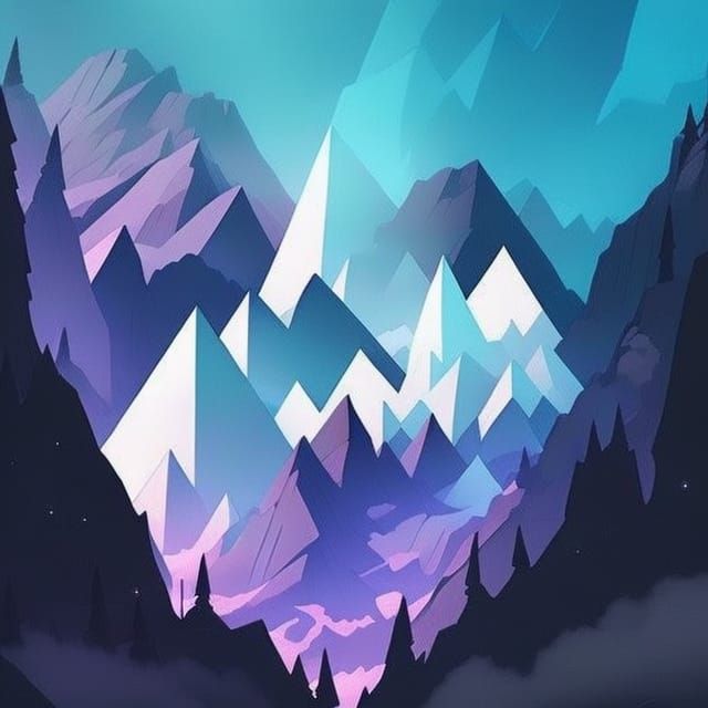 Abstract Polygon Mountain Landscape in Vector Art