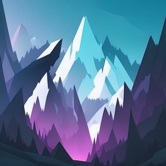 Abstract Polygon Snowy Mountains in Vector Art