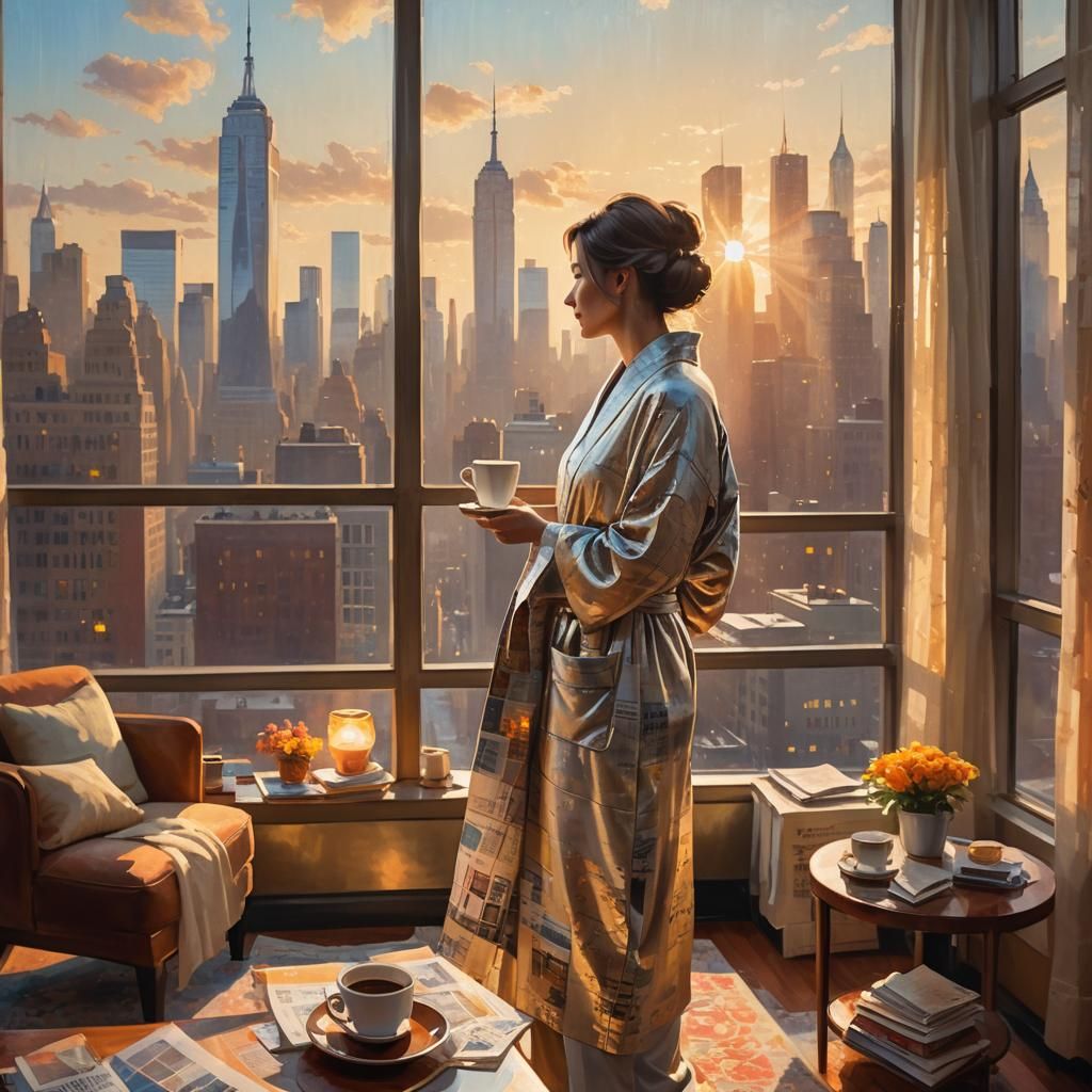 New York City Dawn: American Impressionism Oil Painting