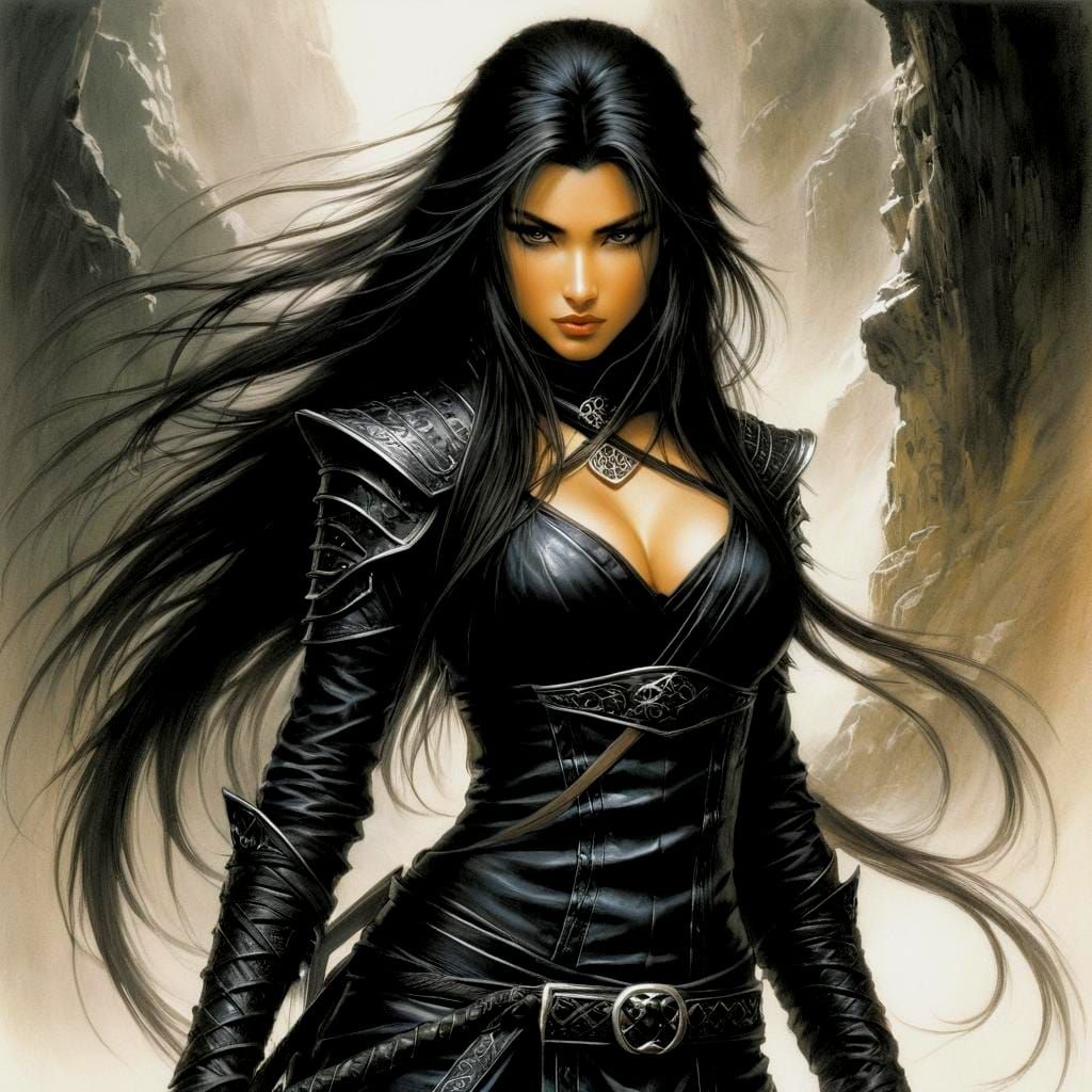 Dark Fantasy Ninja with Flowing Hair