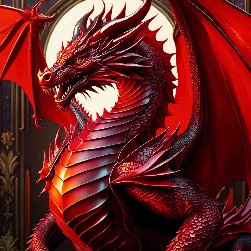 Stunning Red Dragon in Impasto Acrylic Art