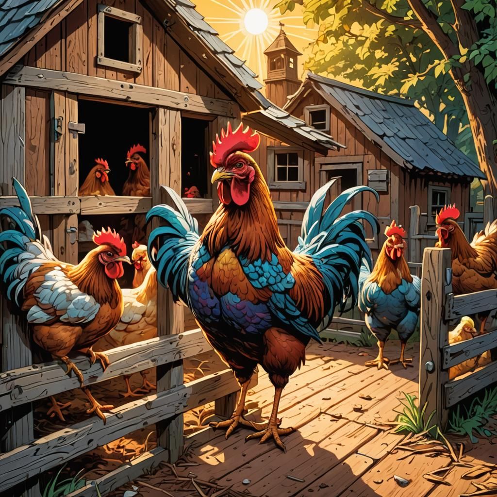 Grumpy Chicken's Declaration: A Comic Book Scene