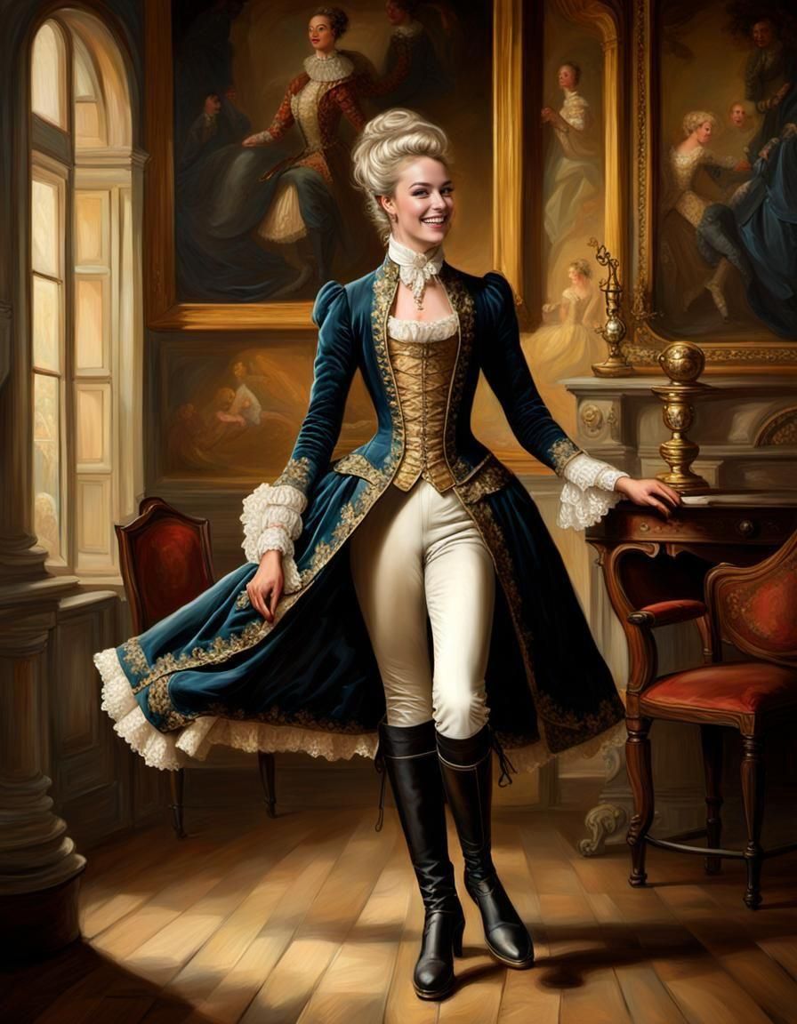 Noble Equestrienne Dances in 18th Century Ballroom