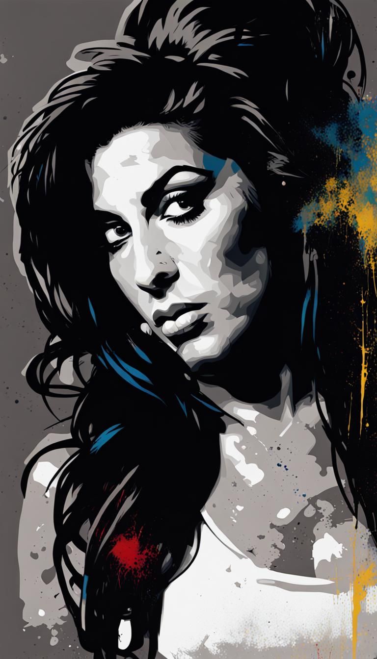 Amy WInehouse portrait graffiti