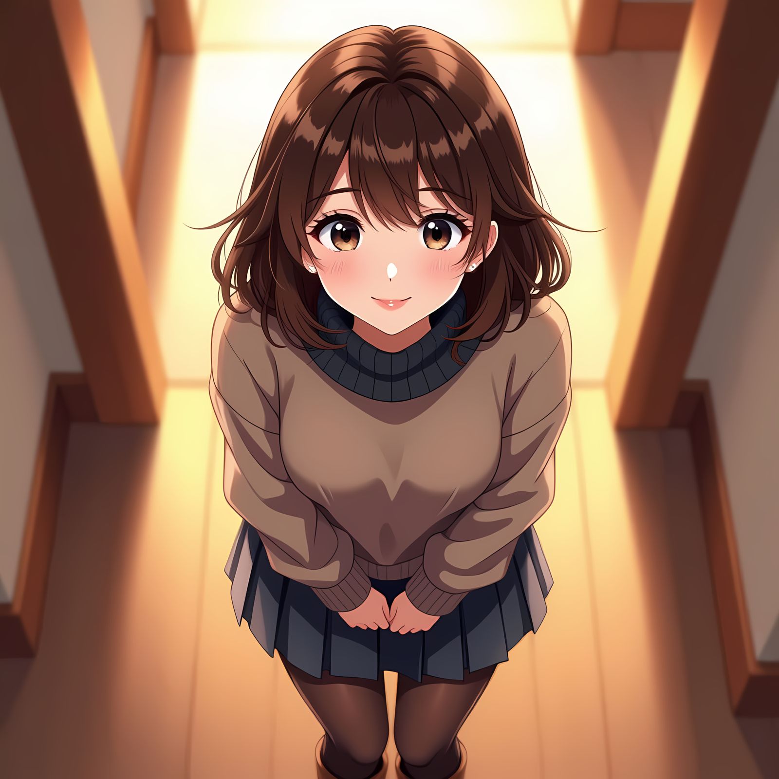 Adorable Anime Girl in Hydrangea Garden