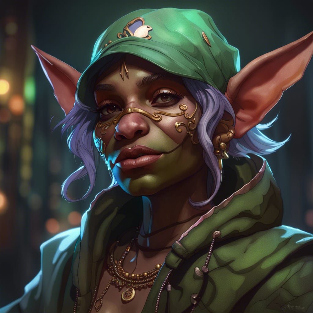 Hyperdetailed Female Rap Goblin Portrait