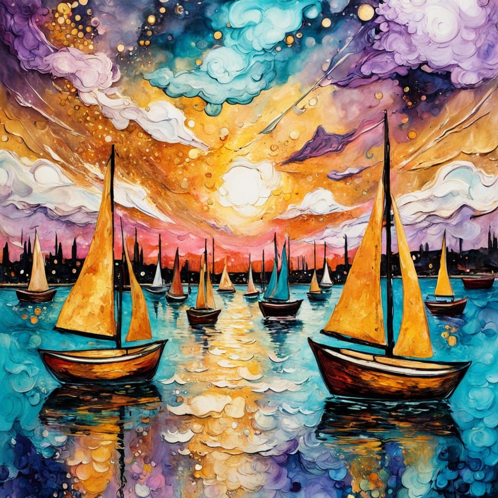 Sailboats in Harbor: Abstract Expressionism in Pastel