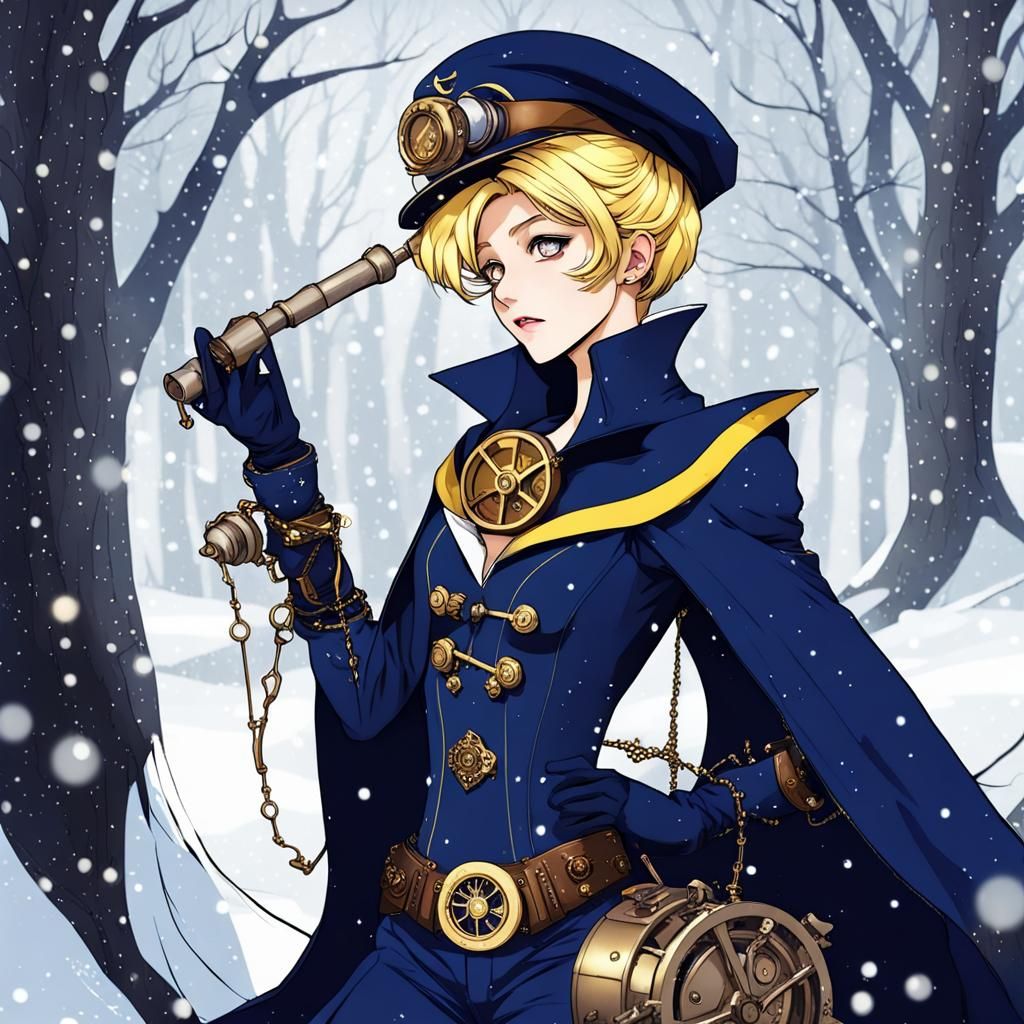 Sailor Uranus As A Steampunk Witch In The Snowy Woods