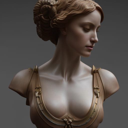 Elegant Roman Statue in Colorful Oil Painting