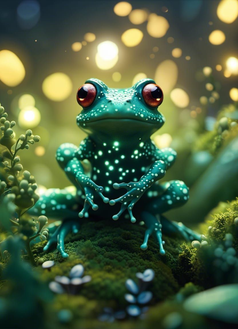 Symbiote Frog Constellation on Luminous Mushrooms