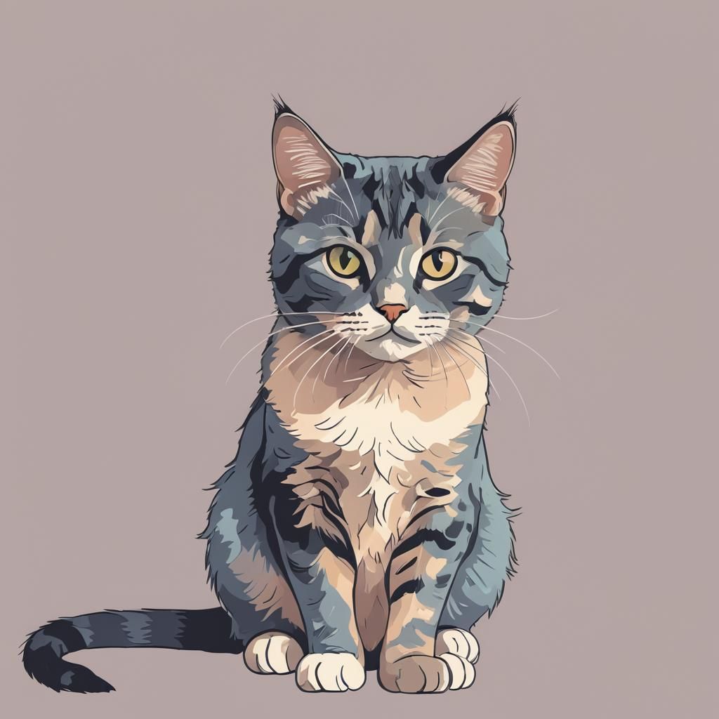 Pastel Vector Cat Close-Up Artwork