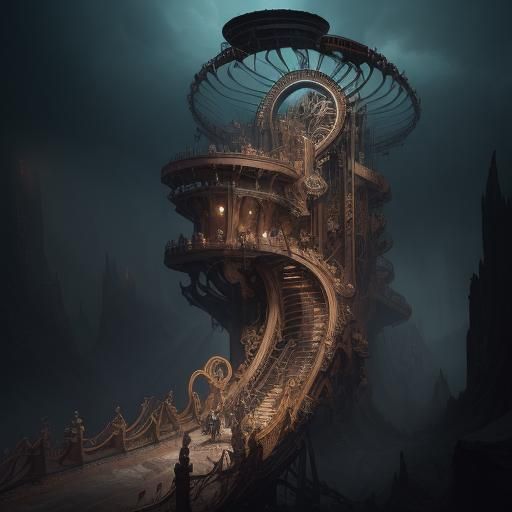 Dramatic Tipping Rollercoaster in Digital Matte Painting