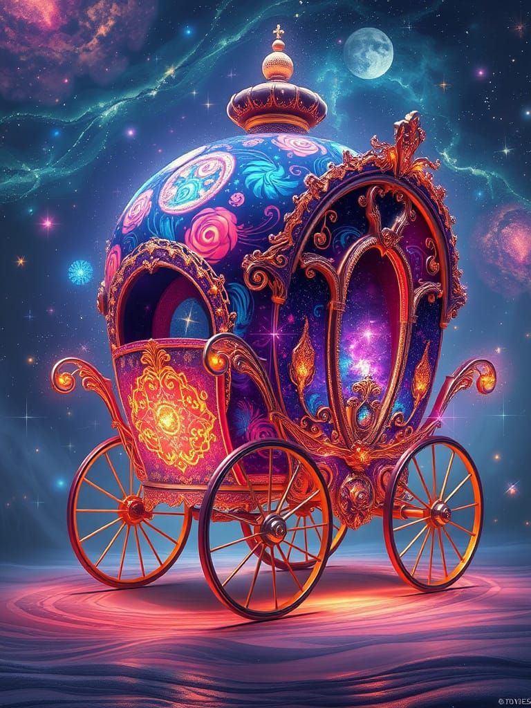 Celestial Cart with Nebula Patterns and Stardust