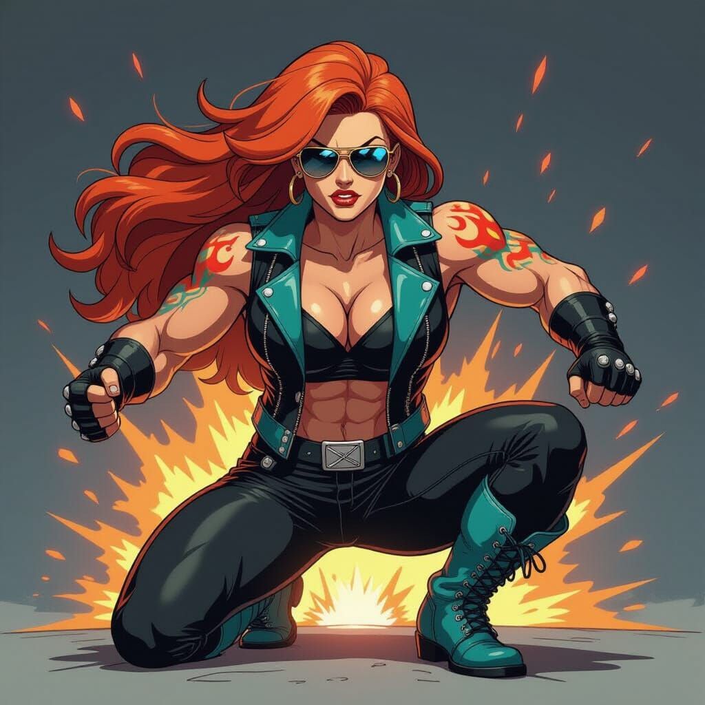 Dynamic Wrestler Portrait in Dark Fantasy Concept Art