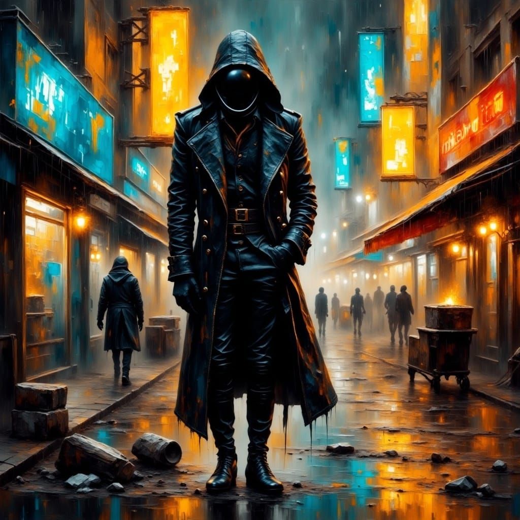 Neon-Lit Rebellion in a Gritty Cyberpunk Metropolis