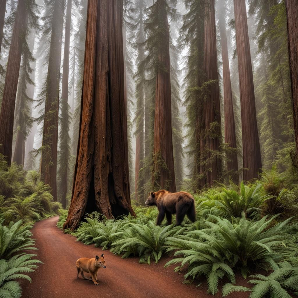 Redwood Forest Trail with Wildlife