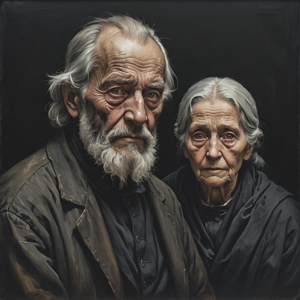 Photorealistic Portrait of an Elderly Couple
