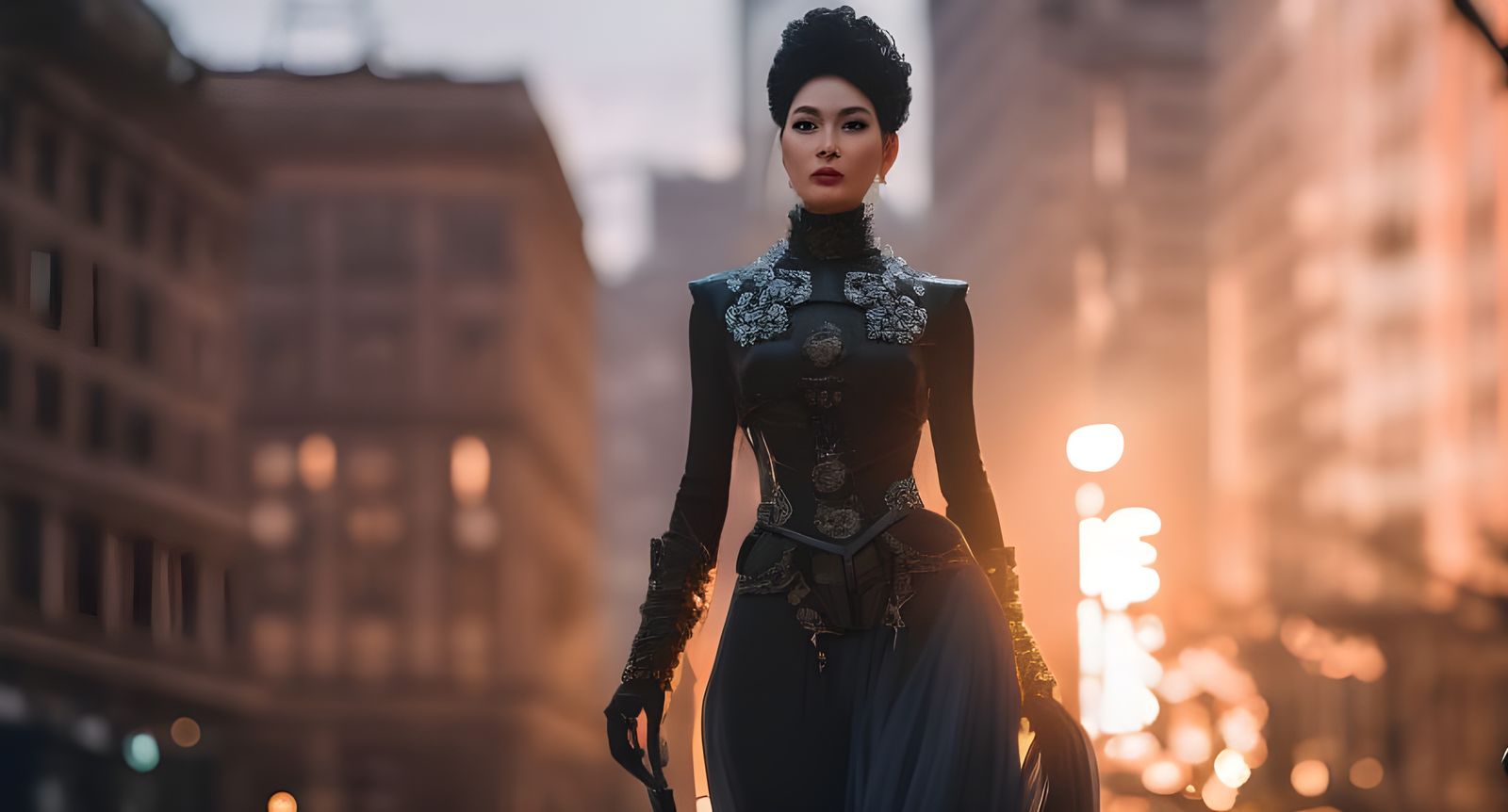 Steampunk Robot Models on Dystopian Runway