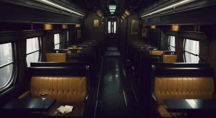 Film Noir Detective in Train Carriage with Raven Feather