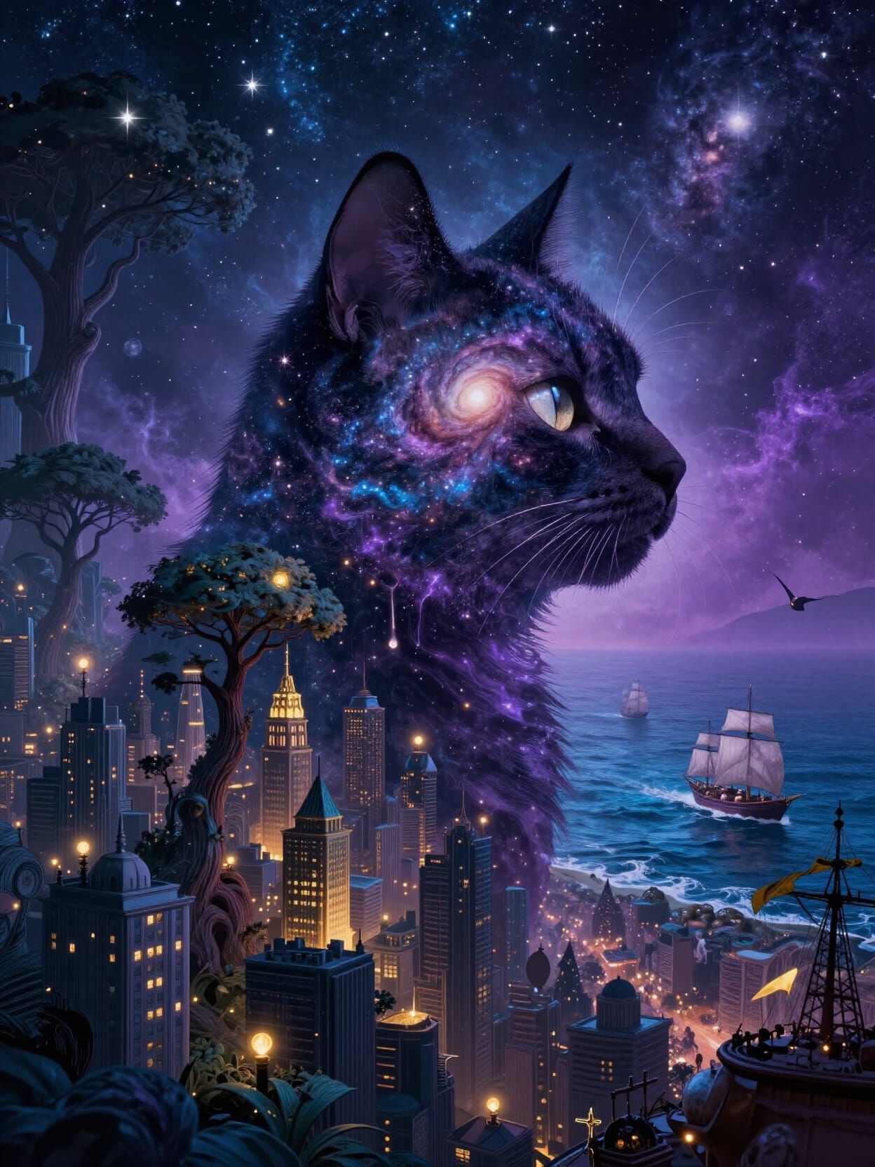 Galaxy Cat Portrait Fills Fantastical World